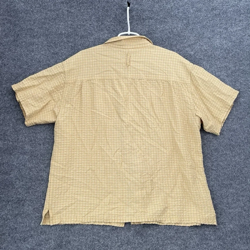 The North Face Shirt Men's Sz XL Yellow Plaid Short Sleeve Hiking Button Top